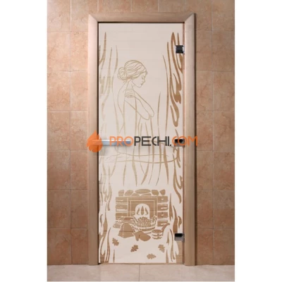 Дверь для бани DoorWood с рисунком Волшебный пар Сатин, 2000x700 мм