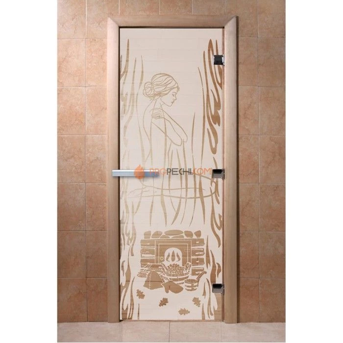 Дверь для бани DoorWood с рисунком Волшебный пар Сатин, 2000x700 мм