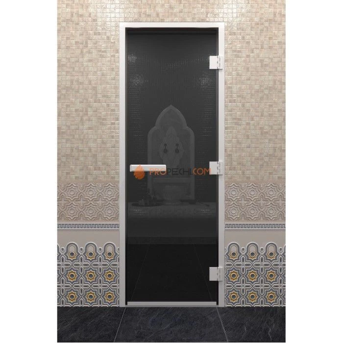 Дверь для хамама DoorWood Графит Без порога, 1900х710 мм