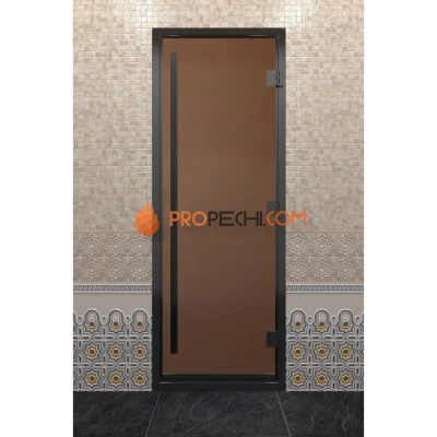 Дверь для хамама DoorWood Престиж Черный профиль Бронза матовая, 1900х800 мм