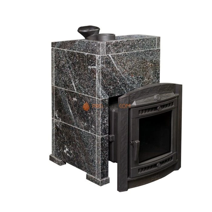 Чугунная печь для бани Атмосфера XL в облицовке Амфиболит