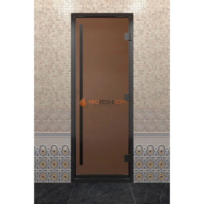 Дверь для хамама DoorWood Престиж Черный профиль Бронза матовая, 2000х900 мм