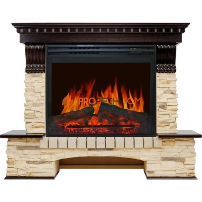 Каминокомплект Royal Flame Pierre Luxe угловой - Темный дуб / Сланец (Высота 1045мм) с очагом Jupiter FX New