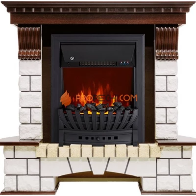 Каминокомплект Royal Flame Pierre Luxe - Темный дуб / Белый с очагом Aspen Black
