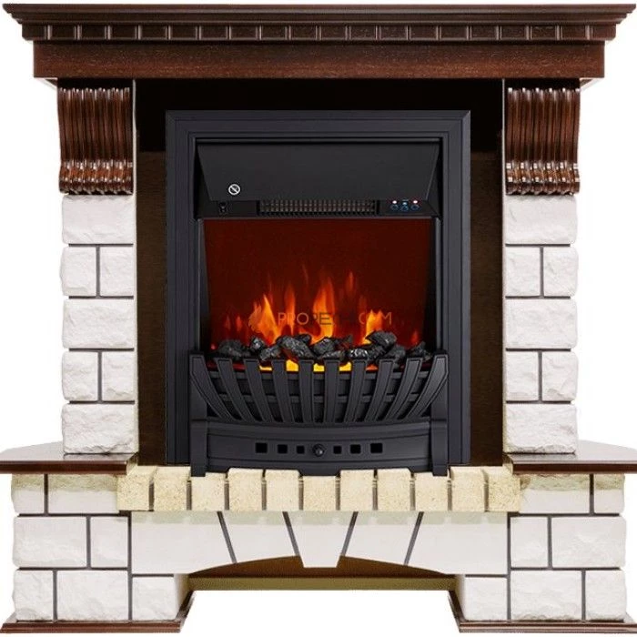 Каминокомплект Royal Flame Pierre Luxe - Темный дуб / Белый с очагом Aspen Black