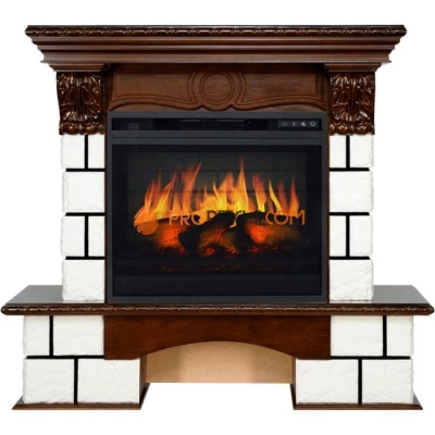 Каминокомплект Royal Flame Pierre Luxe - Белый / Темный дуб с очагом Vision 23 EF LED 3D FX
