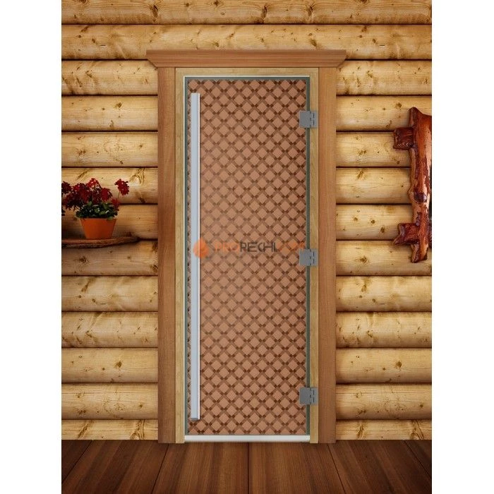 Дверь для бани DoorWood Престиж с рисунком Мираж Бронза матовая, 1900x700 мм