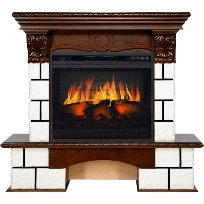 Каминокомплект Royal Flame Pierre Luxe - Белый / Темный дуб с очагом Vision 23 EF LED 3D FX
