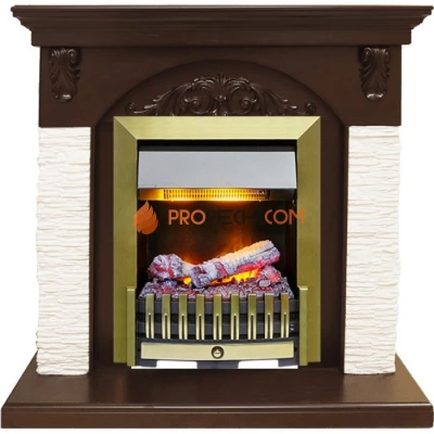 Каминокомплект Dimplex Bern Сланец мелкий белый / Темный дуб с очагом Danville Antique Brass FB2