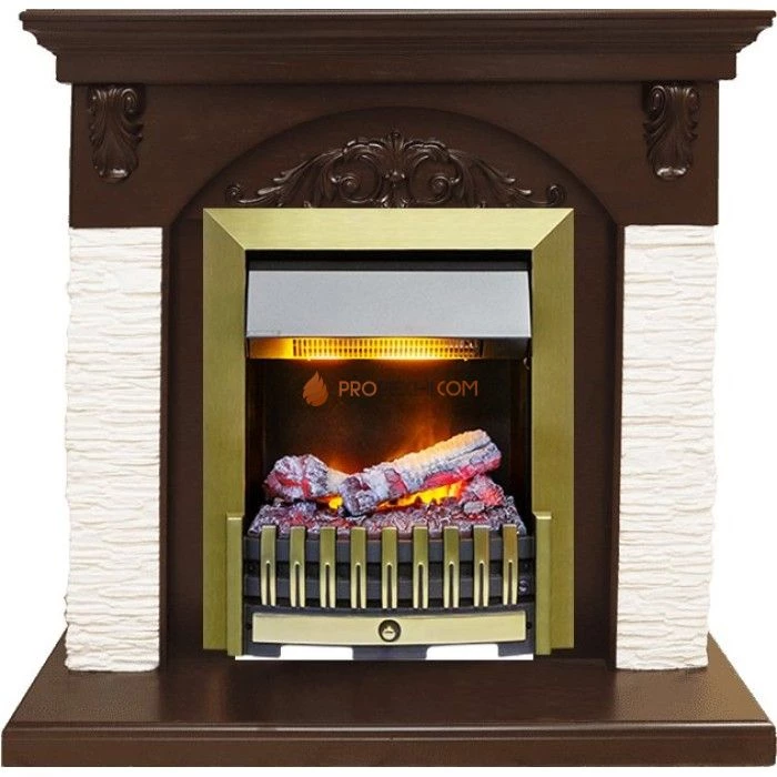 Каминокомплект Dimplex Bern Сланец мелкий белый / Темный дуб с очагом Danville Antique Brass FB2