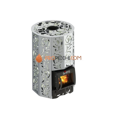 Дровяная печь для бани Grill’D Violet Steel Short (Камень колотый 100 кг)