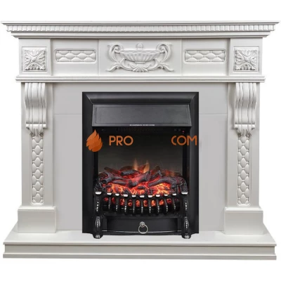 Каминокомплект Royal Flame Corsica - Матовый белый (Ширина 1100) с Электрическим очагом Royal Flame Fobos FX Black