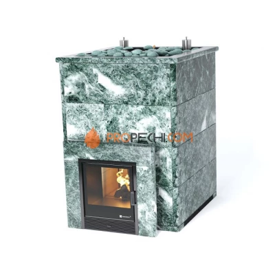 Дровяная печь для бани ИзиСтим Домна 80 К в камне Змеевик