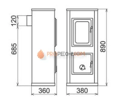 Печь-камин Thorma Milano II, termoplate, бежевый