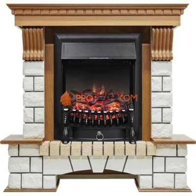 Каминокомплект Royal Flame Pierre Luxe - Дуб / Белый с очагом Fobos FX Black