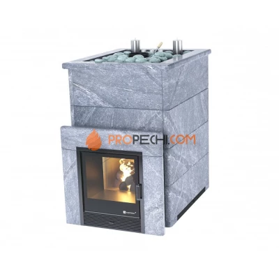 Дровяная печь для бани ИзиСтим Домна 45 К в камне Талькохлорит