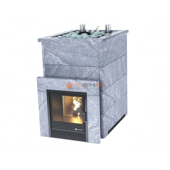Дровяная печь для бани ИзиСтим Домна 45 К в камне Талькохлорит