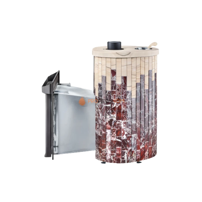 Дровяная печь для бани Ферингер Макси До 38 м³ - Россо Леванте + Окаменевшее дерево