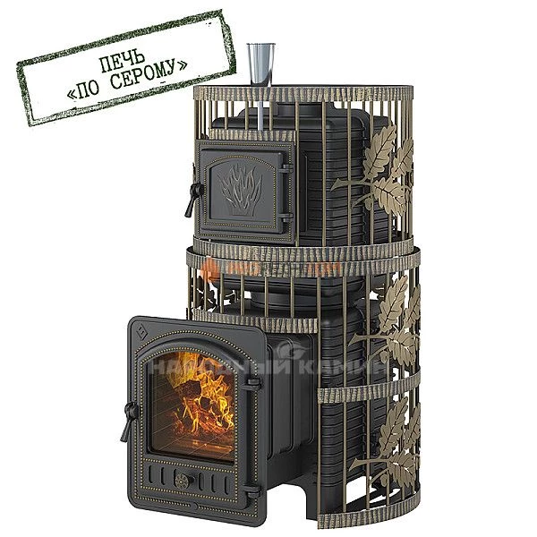 Печь для бани Эверест Легкий пар Профи Ковка по-серому