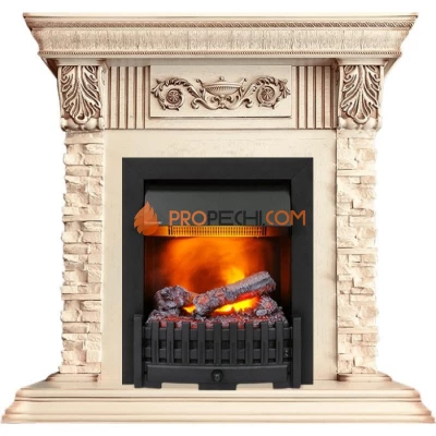 Каминокомплект Dimplex Luxemburg (каменный) - Сланец/Cлоновая кость с патиной с очагом Danville Black FB2