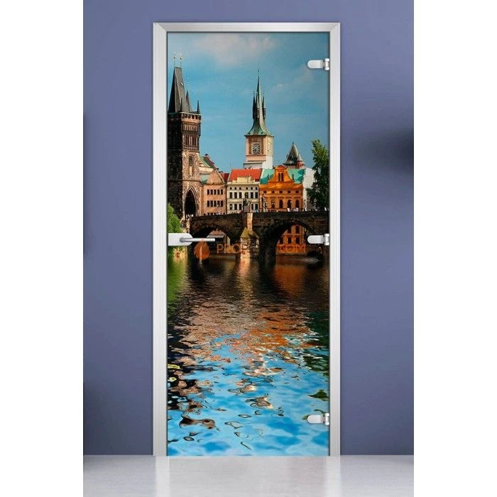 Стеклянная межкомнатная дверь DoorWood с фотопечатью City-20, 2000х700 мм