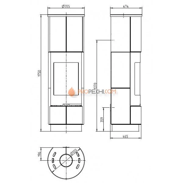 Печь-камин Thorma Delia, черный/serpentino