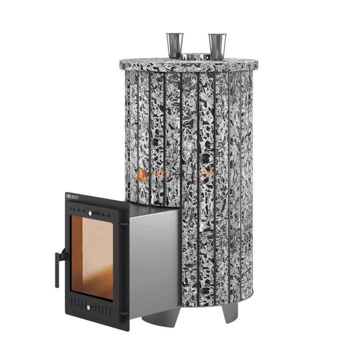 Дровяная печь для бани Эверест Steam Master 44 INOX Ламель Пироксенит Элит, S-20