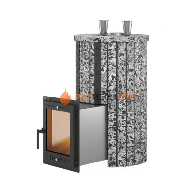 Дровяная печь для бани Эверест Steam Master 38 INOX Ламель Пироксенит Элит, S-20