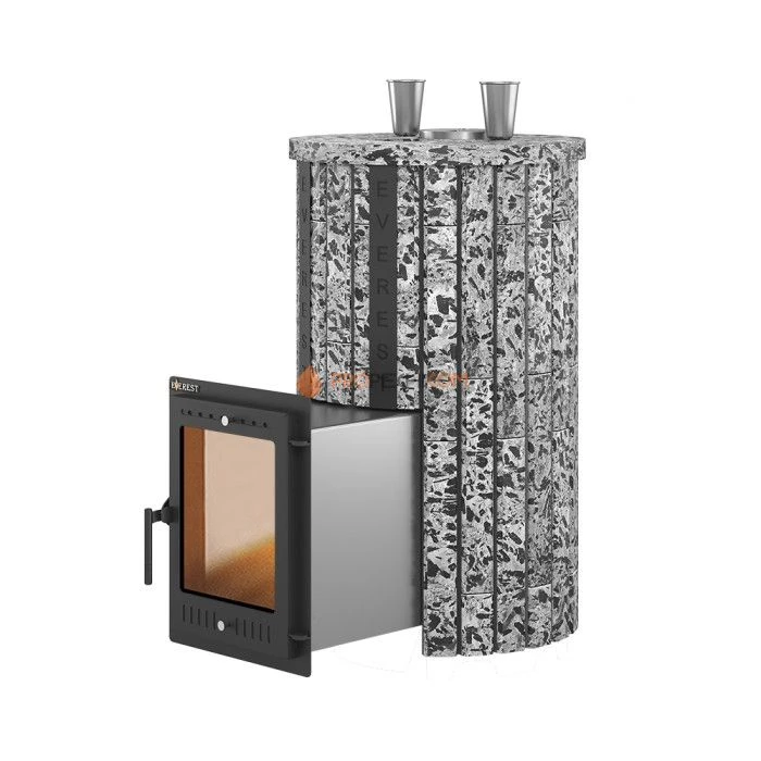 Дровяная печь для бани Эверест Steam Master 38 INOX Ламель Пироксенит Элит, S-20