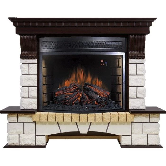 Каминокомплект Royal Flame Pierre - Венге / Белый (Высота 1015мм) с очагом Dioramic 28 LED FX