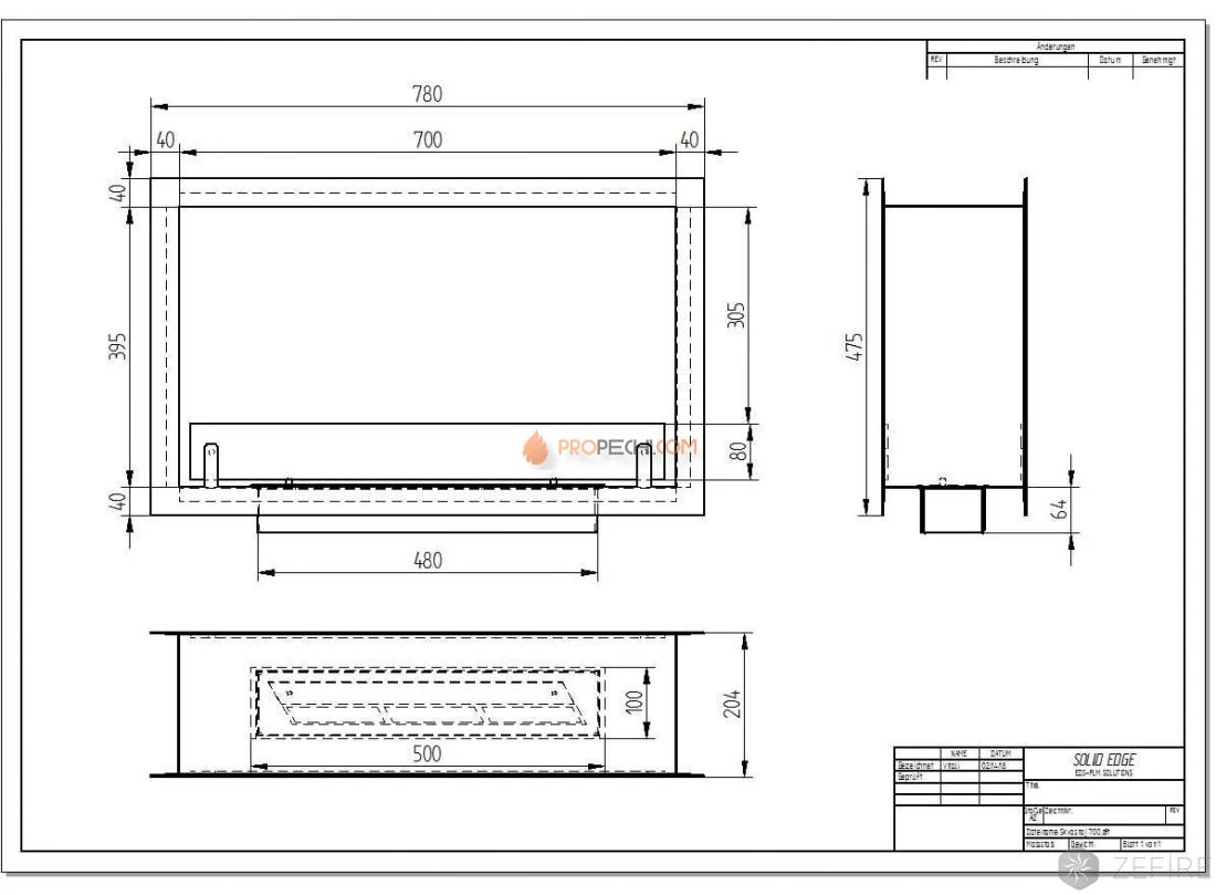 Биокамин сквозной Zefire Standart 700