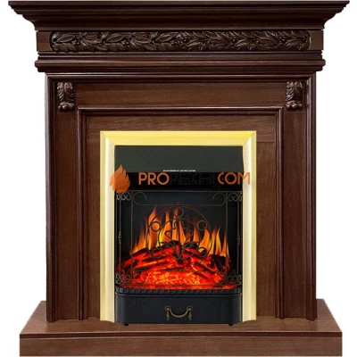 Каминокомплект Royal Flame Valletta - Темный дуб с очагом Majestic FX Brass