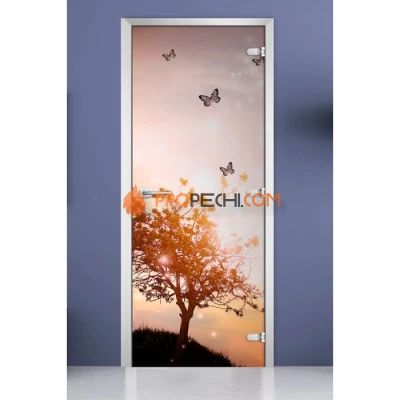 Стеклянная межкомнатная дверь DoorWood с фотопечатью Nature-10, 2000х700 мм