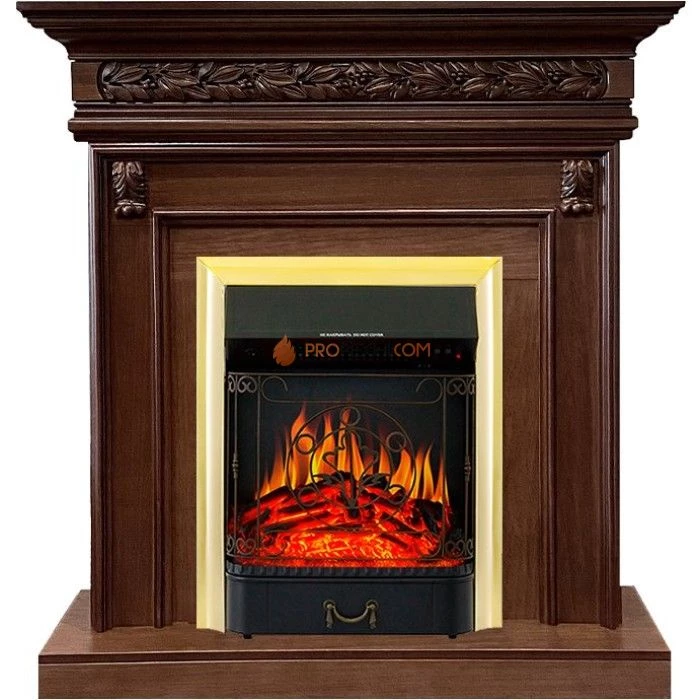 Каминокомплект Royal Flame Valletta - Темный дуб с очагом Majestic FX Brass