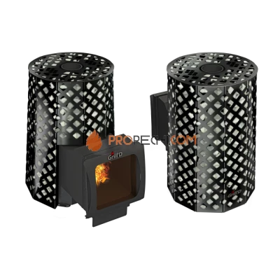 Дровяная банная печь Grill’D Violet Romb Long Window Pro (Камень колотый, 100 кг)