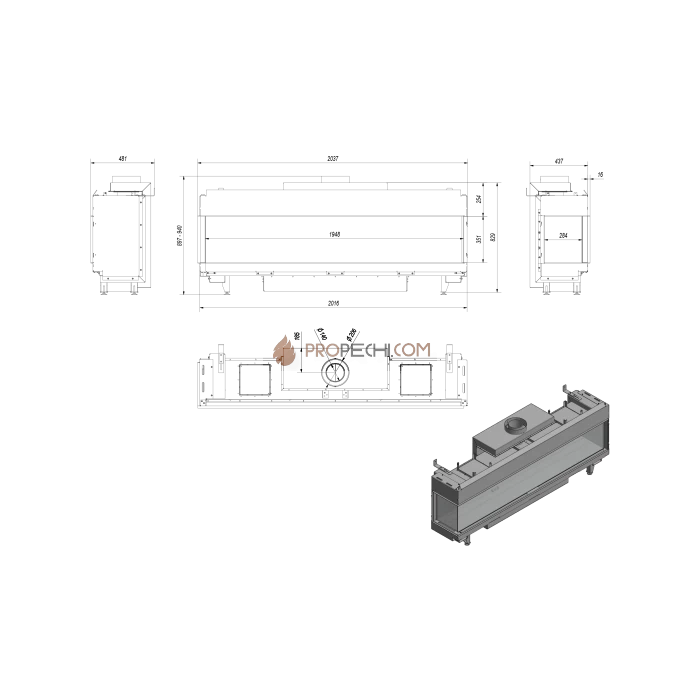 Газовая топка Kratki LEO/L/200/NG (магистральный газ) (17 кВт)