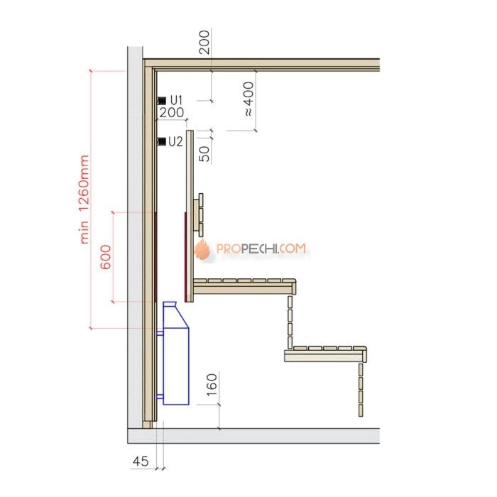 Электрическая печь Lang R 33/1, 7.5 кВт (скрытая установка)