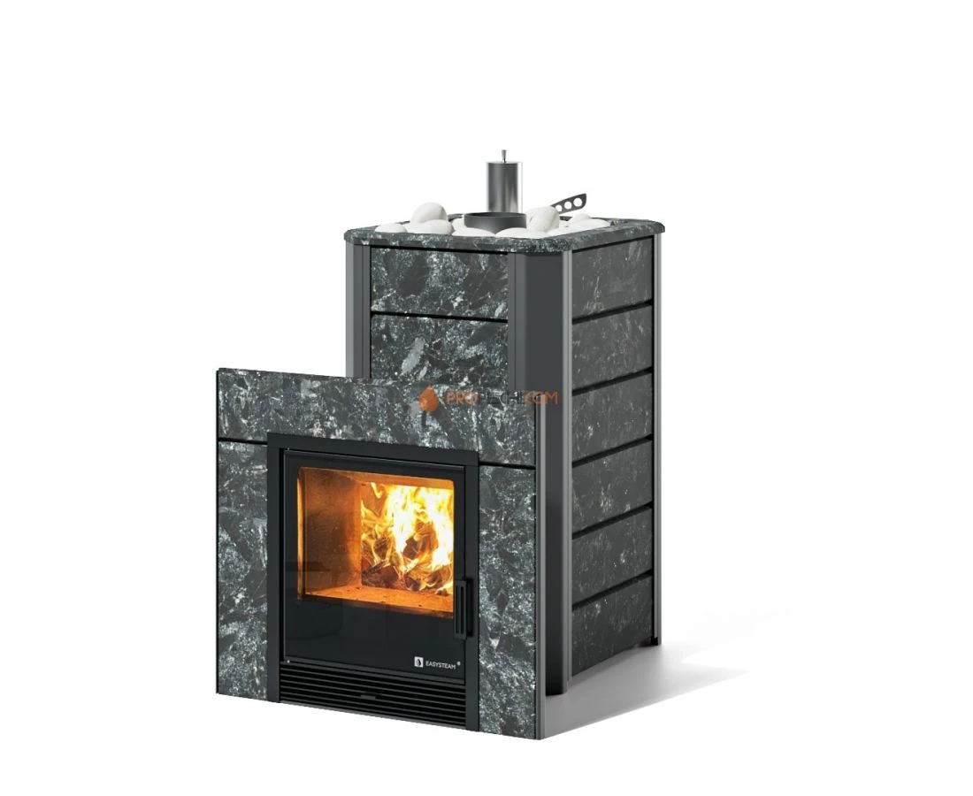 Печь для бани Изистим Ялта 15 К/2024 в облицовке из камня Пироксенит