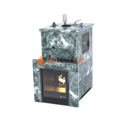 Дровяная печь для бани ИзиСтим Геленджик М2 в полноценном кожухе из змеевика