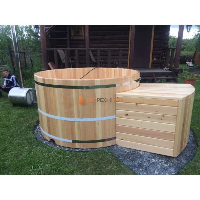 Фурако круглая НКЗ из кедра, диаметр 200 см, высота 120 см (наружная печь)