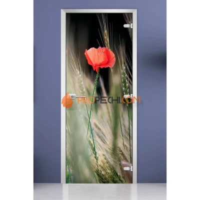 Стеклянная межкомнатная дверь DoorWood с фотопечатью Flowers-18, 2000х800 мм