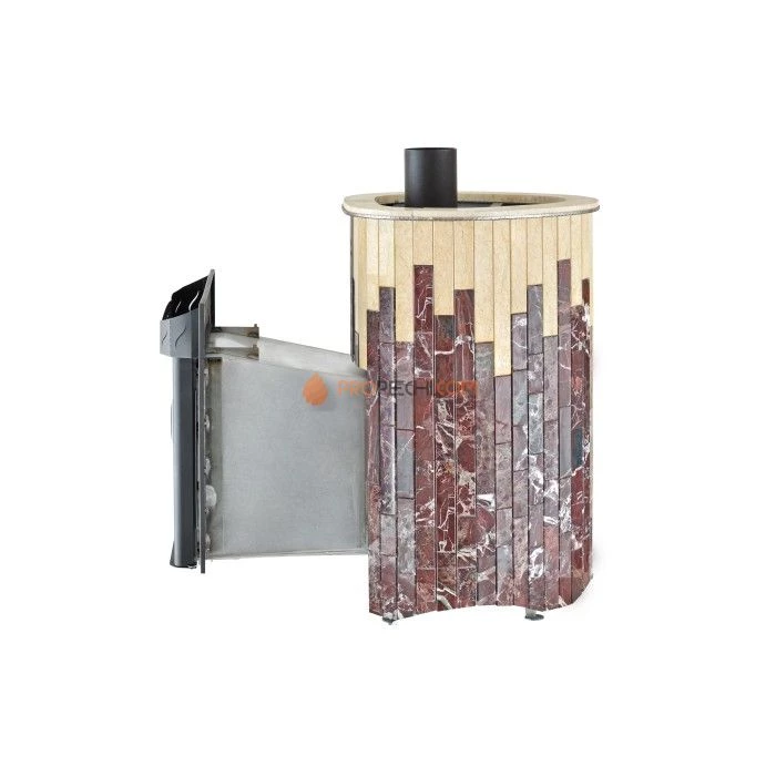 Дровяная печь для сауны Ферингер Мини До 16 м³ - Сильвия Оро + Россо Леванте - обрамление Камень