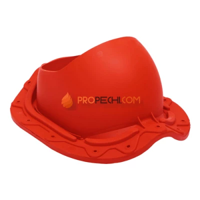 Проходной элемент трубы вентиляции, металлочерепица, красный