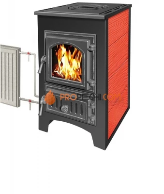 Печь-камин Везувий ПК01 (270) с плитой и т/о (красн.) 9 кВт