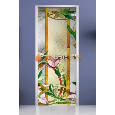 Стеклянная межкомнатная дверь DoorWood с фотопечатью Stained Glass-04, 2000х700 мм
