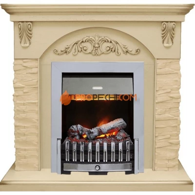 Каминокомплект Dimplex Bern Сланец крупный бежевый / Алебастр темная патина с очагом Danville Chrome FB2