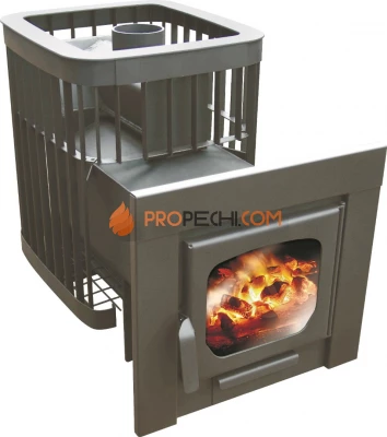 Печь банная Варвара Каменка Мини удлиненная топка, панорамная