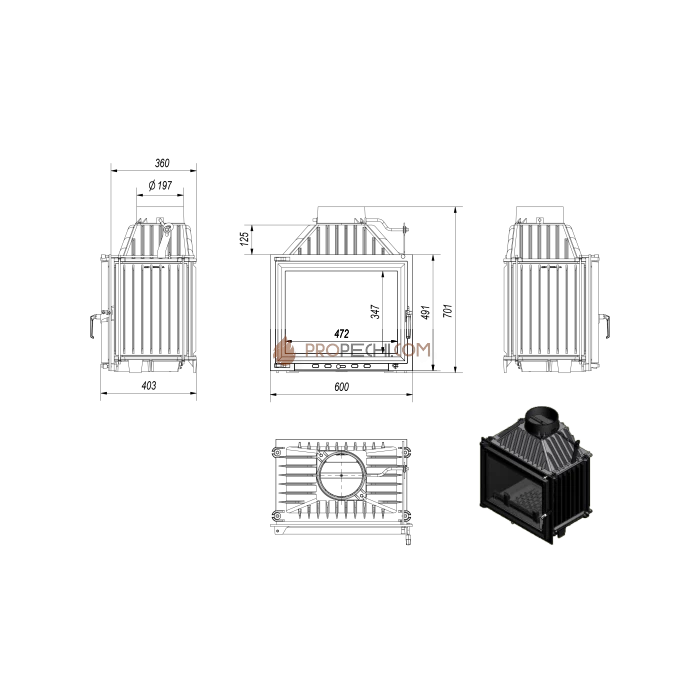 Каминная топка Kratki Maja