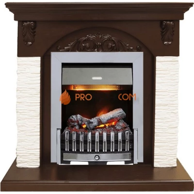 Каминокомплект Dimplex Bern Сланец мелкий белый / Темный дуб с очагом Danville Chrome FB2