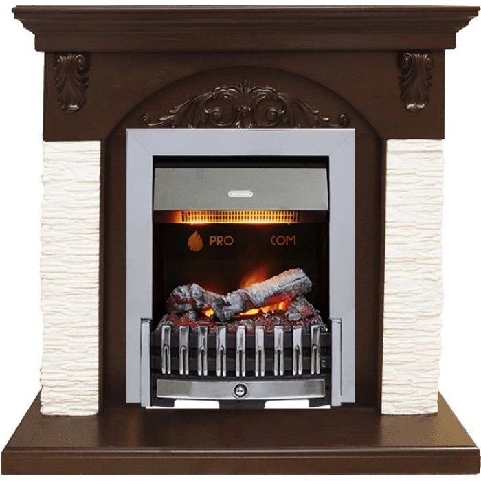 Каминокомплект Dimplex Bern Сланец мелкий белый / Темный дуб с очагом Danville Chrome FB2